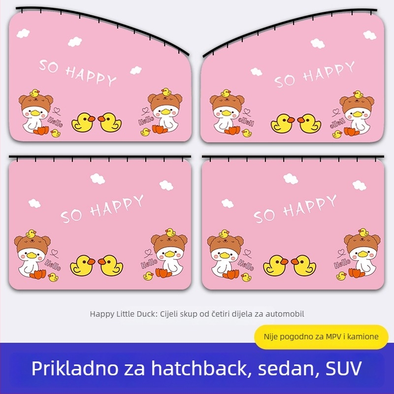 Zavjesa za prozor automobila s ugrađenim kliznim vodilicama; debeli neproziran poliester; visi tip; univerzalna kompatibilnost