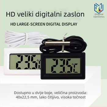 LX Digitalni termometar za akvarij s LCD zaslonom, vodootporna sonda dužine 1 m, rezolucija 0,1°C