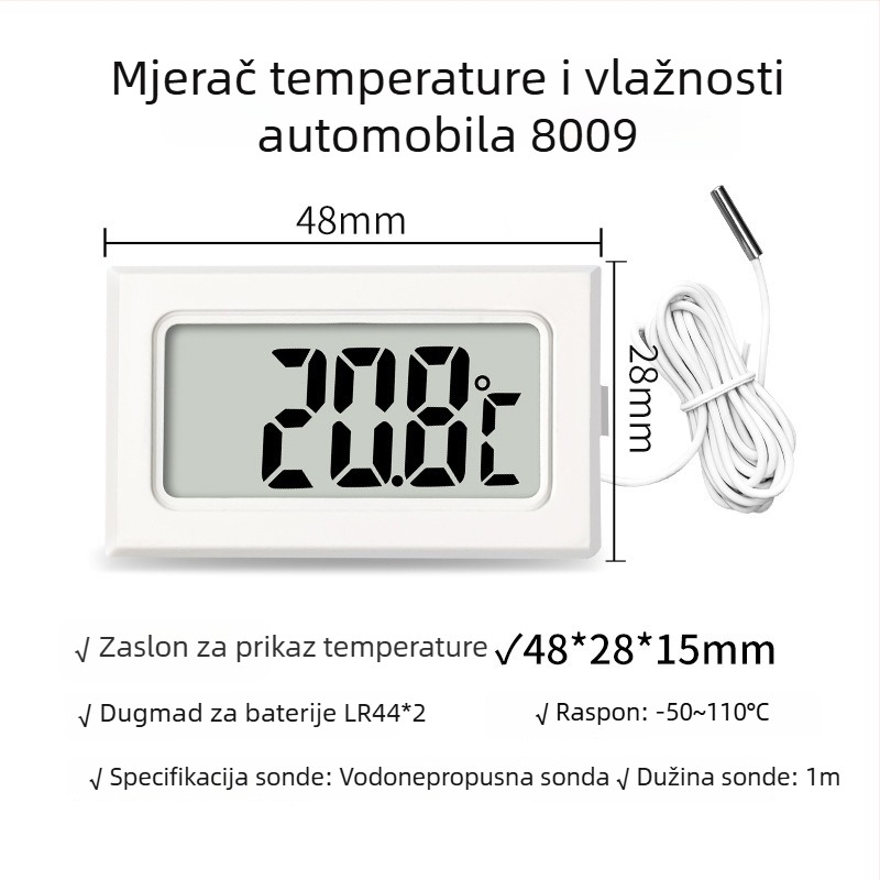 LX Digitalni termometar za akvarij s LCD zaslonom, vodootporna sonda dužine 1 m, rezolucija 0,1°C