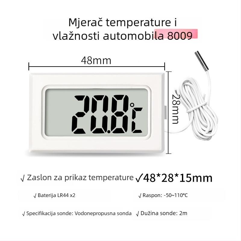 LX Digitalni termometar za akvarij s LCD zaslonom, vodootporna sonda dužine 1 m, rezolucija 0,1°C