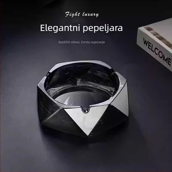 Kristalno stakleni pepelnjak za ured – tisk logotipa moguć, prilagodba, poklon za vjenčanja, rođendane i useljenje; pogodan za dom i ured, stil lagani luksuz