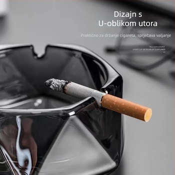 Kristalno stakleni pepelnjak za ured – tisk logotipa moguć, prilagodba, poklon za vjenčanja, rođendane i useljenje; pogodan za dom i ured, stil lagani luksuz