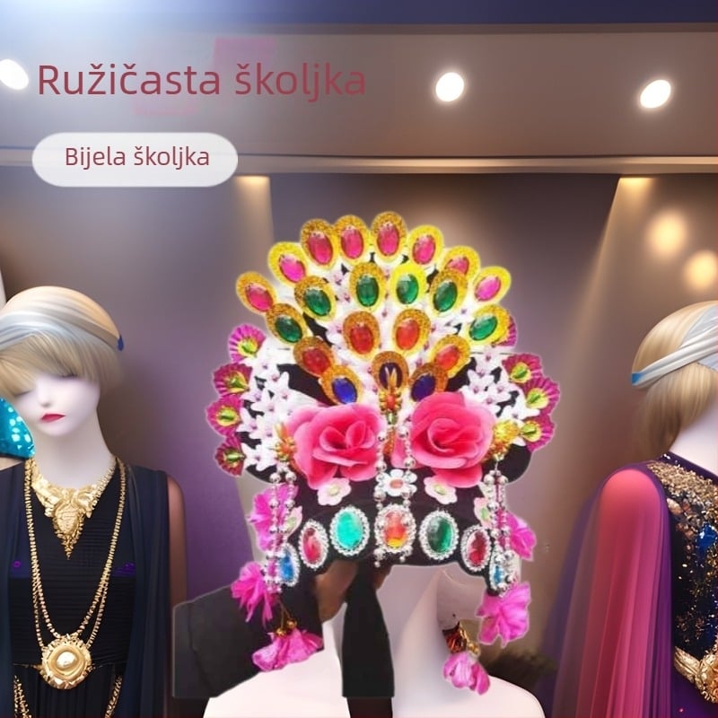 Yangko plesni veliki ukras za kosu, metalna mreža od žice, za žene, ljeto 2024