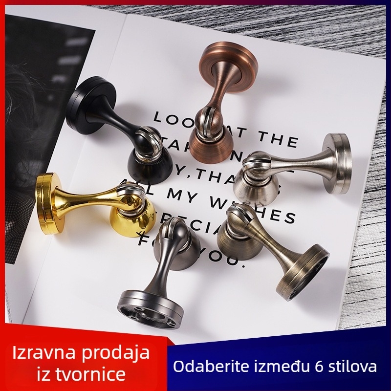 Dverni stopper od cinkovog legura, dvostruka primjena — zidna ili podna montaža, skriveni magnetski zaustavljač, model X005, elektroplatirani završni sloj