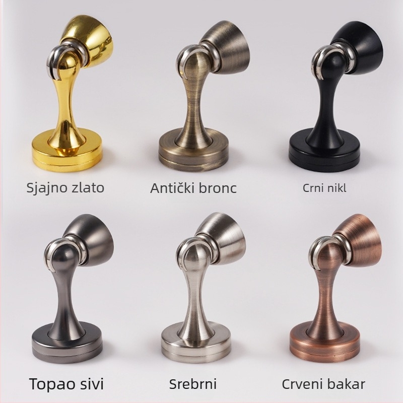 Dverni stopper od cinkovog legura, dvostruka primjena — zidna ili podna montaža, skriveni magnetski zaustavljač, model X005, elektroplatirani završni sloj