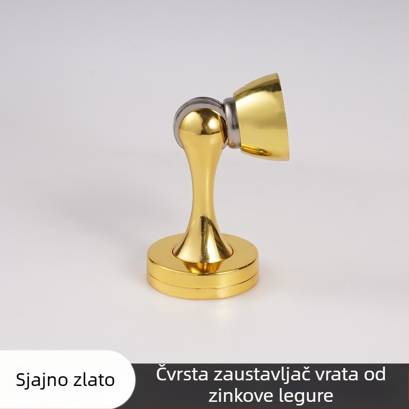 Dverni stopper od cinkovog legura, dvostruka primjena — zidna ili podna montaža, skriveni magnetski zaustavljač, model X005, elektroplatirani završni sloj