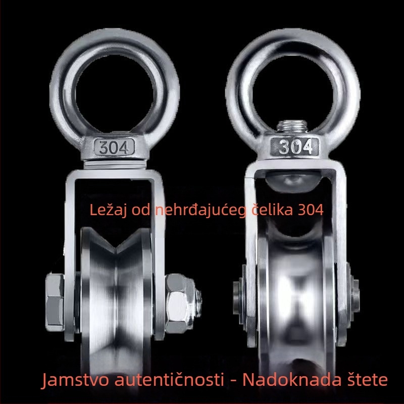 Remenica od nehrđajućeg čelika 304, s ležajem za sajlu – jednokolesna, visoka nosivost