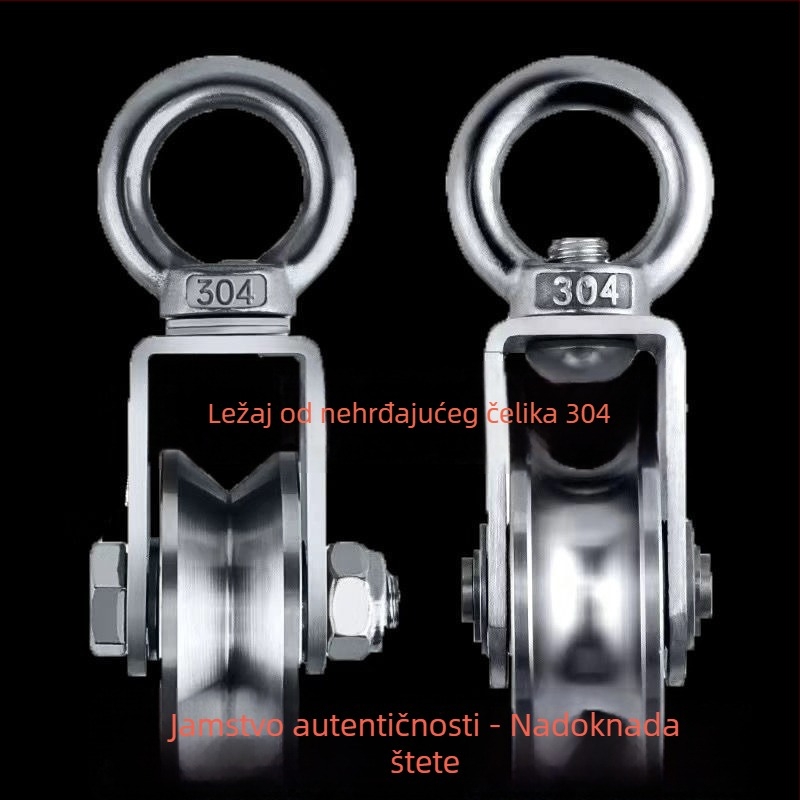 Remenica od nehrđajućeg čelika 304, s ležajem za sajlu – jednokolesna, visoka nosivost