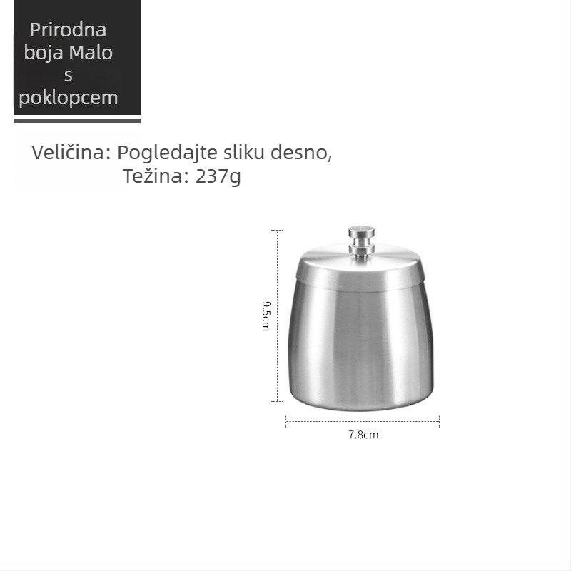 Pepeo od nehrđajućeg čelika s poklopcem, podignuti dizajn, otporan na vjetar, laserski ispis logotipa, prilagodljiv