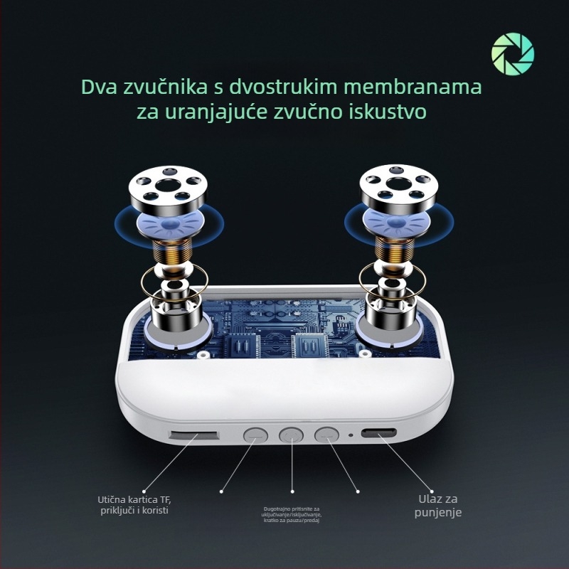 Zvučnik za san pod jastukom s kostnom provodljivošću – Bluetooth 5.2, 2 zvučnika, 20 Hz–20 kHz, SNR ≥60 dB, IPX4