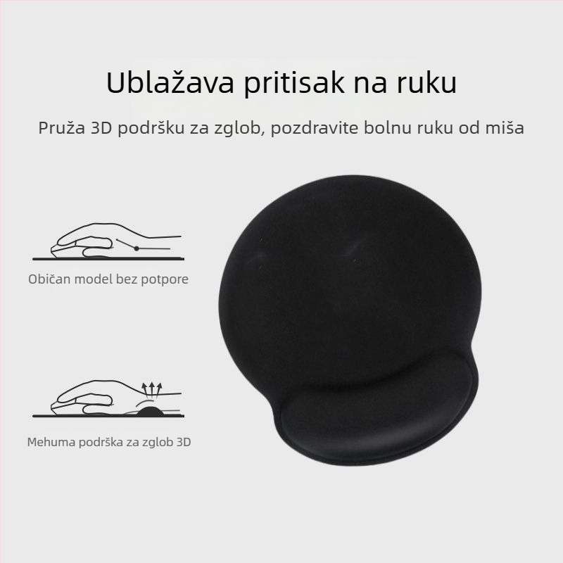 Podloga za miš s podrškom za zglob – silikon protivklizna, udobna podrška zglovu