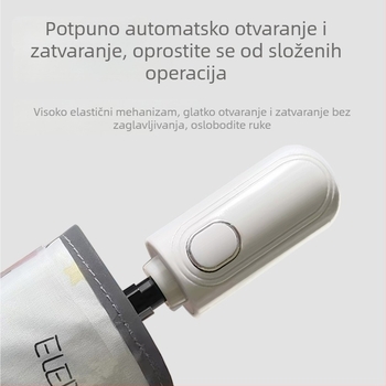 Dječji sklopivi kišobran s automatskim otvorom i poluautomatskim zatvaranjem, 8 čeličnih rebara, UPF50+, radijus 48–53 cm, cartoon dizajn