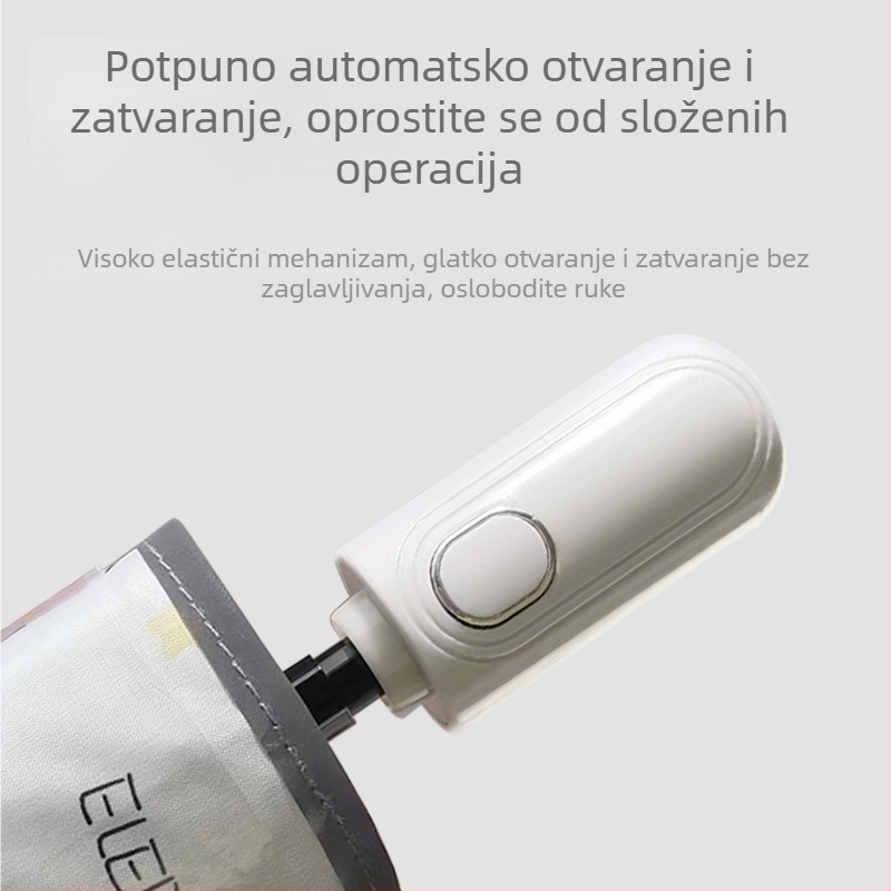 Dječji sklopivi kišobran s automatskim otvorom i poluautomatskim zatvaranjem, 8 čeličnih rebara, UPF50+, radijus 48–53 cm, cartoon dizajn