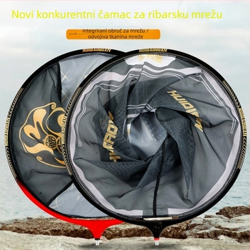 Glava mreže za ribolov s integriranim aluminijskim legurom i najlonskom mrežom, dizajn protiv zapetljavanja, dubina: ravno dno 24 cm; udubljeno dno 31 cm