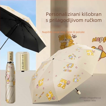 Dječji kišobran s okvirom od vlaknastih vlakana s 8 rebara, čeličnim štapom, plastičnom ručkom, platno 190T, UV zaštita UPF50+, ručno otvaranje, automatsko zatvaranje