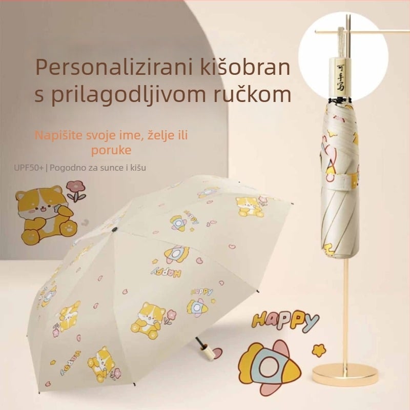 Dječji kišobran s okvirom od vlaknastih vlakana s 8 rebara, čeličnim štapom, plastičnom ručkom, platno 190T, UV zaštita UPF50+, ručno otvaranje, automatsko zatvaranje