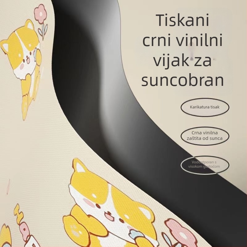 Dječji kišobran s okvirom od vlaknastih vlakana s 8 rebara, čeličnim štapom, plastičnom ručkom, platno 190T, UV zaštita UPF50+, ručno otvaranje, automatsko zatvaranje