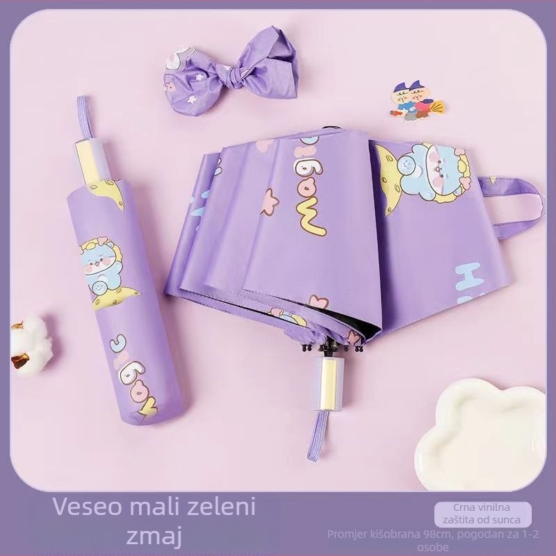 Dječji kišobran s okvirom od vlaknastih vlakana s 8 rebara, čeličnim štapom, plastičnom ručkom, platno 190T, UV zaštita UPF50+, ručno otvaranje, automatsko zatvaranje