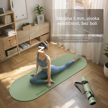 Debela ovalna gumena prostirka za jogu s protukliznom površinom, namijenjena jog studijima i fitnessu, tiha.
