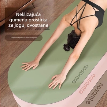 Debela ovalna gumena prostirka za jogu s protukliznom površinom, namijenjena jog studijima i fitnessu, tiha.