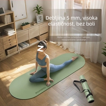 Debela ovalna gumena prostirka za jogu s protukliznom površinom, namijenjena jog studijima i fitnessu, tiha.