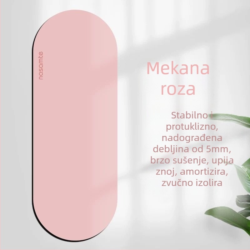 Debela ovalna gumena prostirka za jogu s protukliznom površinom, namijenjena jog studijima i fitnessu, tiha.