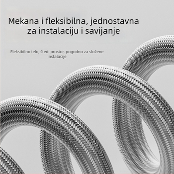 Pleteni od nehrđajućeg čelika vodovodna crijevo za spajanje bojlera i slavine na WC-u, visoki tlak, otporno na eksplozije