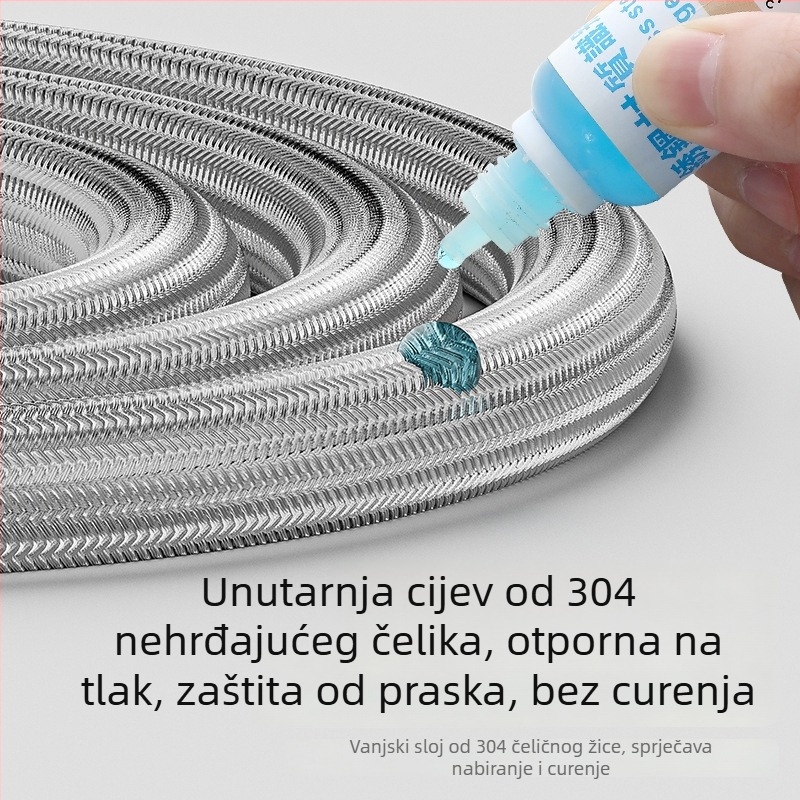 Pleteni od nehrđajućeg čelika vodovodna crijevo za spajanje bojlera i slavine na WC-u, visoki tlak, otporno na eksplozije