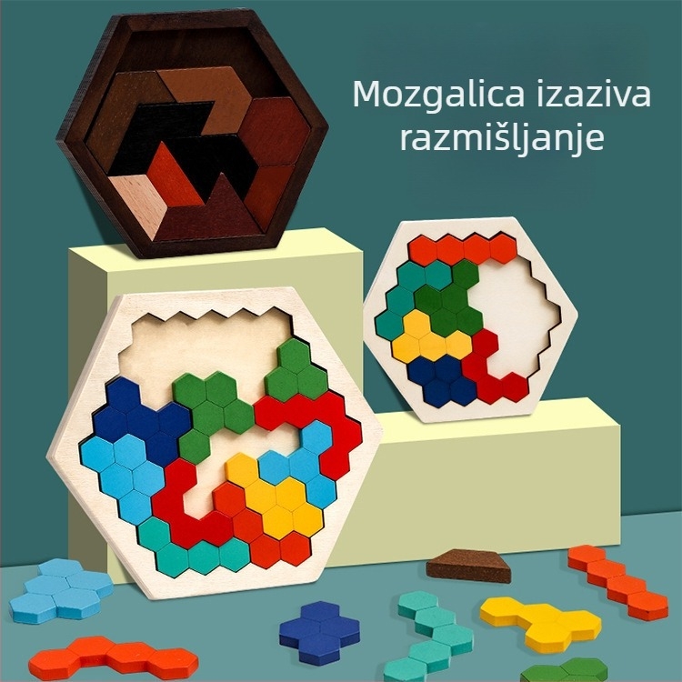 Drveni puzzle u obliku pčelinjeg saća za djecu, promjenjiv, DIY-prijateljski, personalizacija uz uzorak, uzrast 4–6 godina