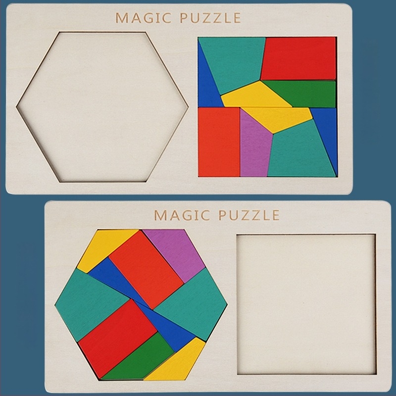 Drveni puzzle u obliku pčelinjeg saća za djecu, promjenjiv, DIY-prijateljski, personalizacija uz uzorak, uzrast 4–6 godina