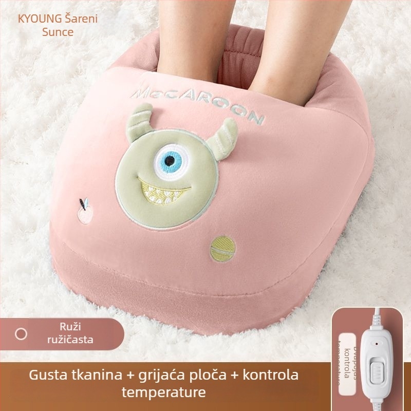 Kyoung/Caiyang grijane papuče za muškarce, električne papuče s USB-om, gornji dio od prave kože, jednostavan i moderan kućni stil