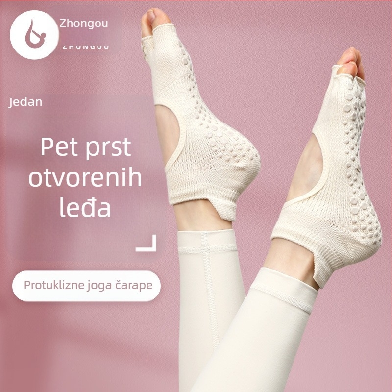 Joga čarape protiv klizanja s pet prstiju, bez pete, kratke za pilates i fitness