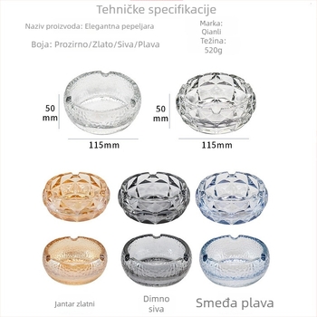 Staklena pepeljara, trendovski kreativni dizajn, elegantan jednostavan stil, za dom, KTV, hotel i ured; pakiranje 36 komada; ekološki.