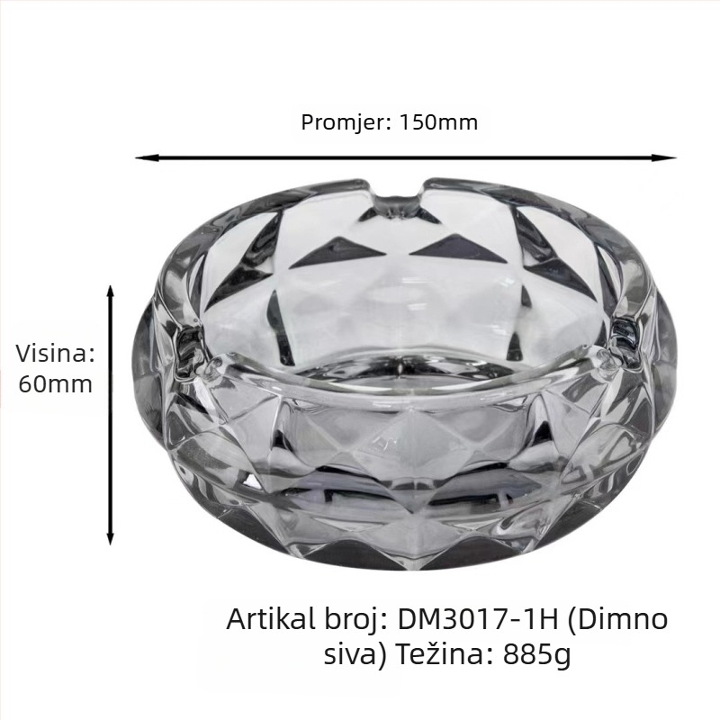 Staklena pepeljara, trendovski kreativni dizajn, elegantan jednostavan stil, za dom, KTV, hotel i ured; pakiranje 36 komada; ekološki.