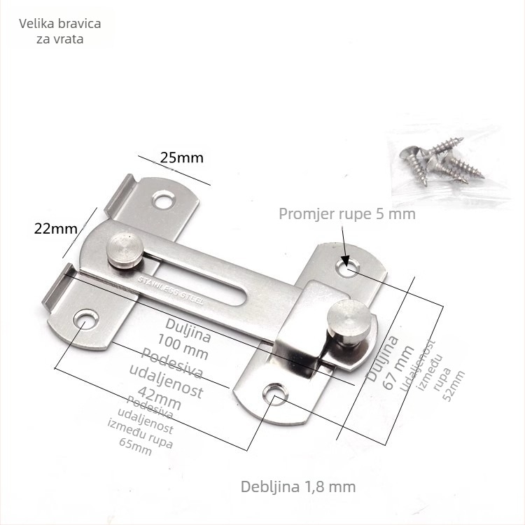 Nerđajući čelični zatezač za vrata, tip B, za drvena vrata, brušeni završni sloj, marka Mingshi hardware, moderan minimalistički stil