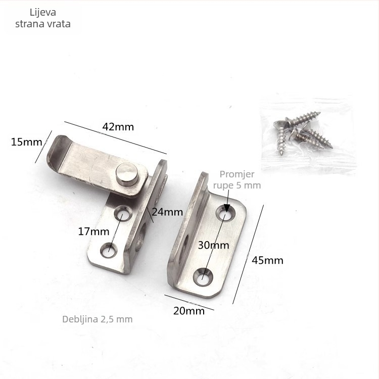 Nerđajući čelični zatezač za vrata, tip B, za drvena vrata, brušeni završni sloj, marka Mingshi hardware, moderan minimalistički stil