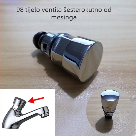 Mesingov ručni ventil s ručnim kotačićem za odgađanje — četveroputni ispirni ventil, dodatci za toaletni ventil, model 00-18, marka Soup Button
