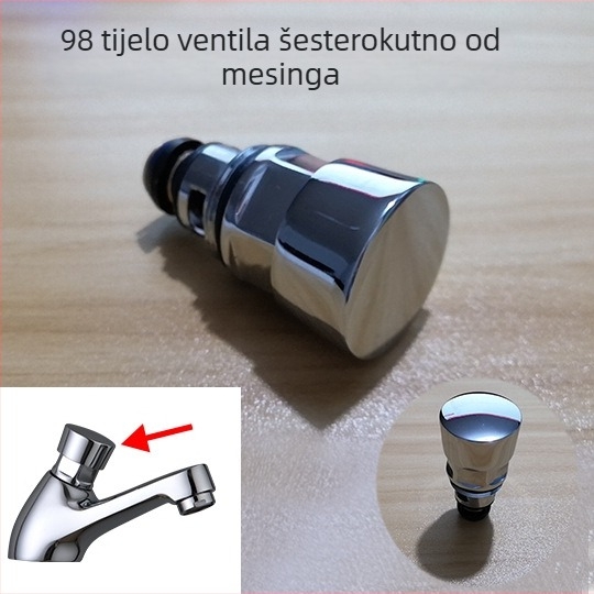 Mesingov ručni ventil s ručnim kotačićem za odgađanje — četveroputni ispirni ventil, dodatci za toaletni ventil, model 00-18, marka Soup Button