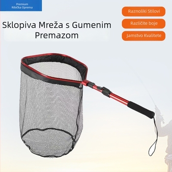 Sklopiva ručna mreža za ribolov s četverokutnom glavom, okvir od aluminijske legure i silikonska mreža, nosivost 5 kg