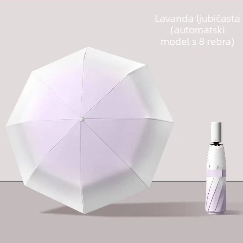 Reklamni kišobran s 8 rebara, potpuno automatski, nehrđajući čelični štap, tkanina 190T, UPF >50, moguć tisak loga