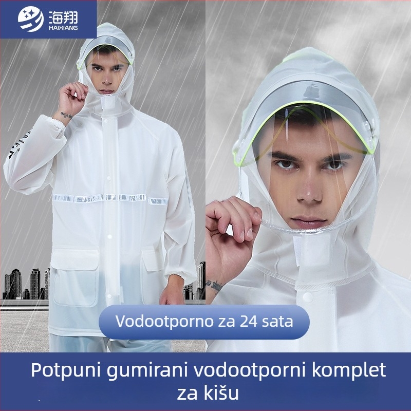 Haixiang podijeljeni kišni pončo za odrasle, PVC tkanina, prozirno s reflektirajućim trakama, prilagođeni logo