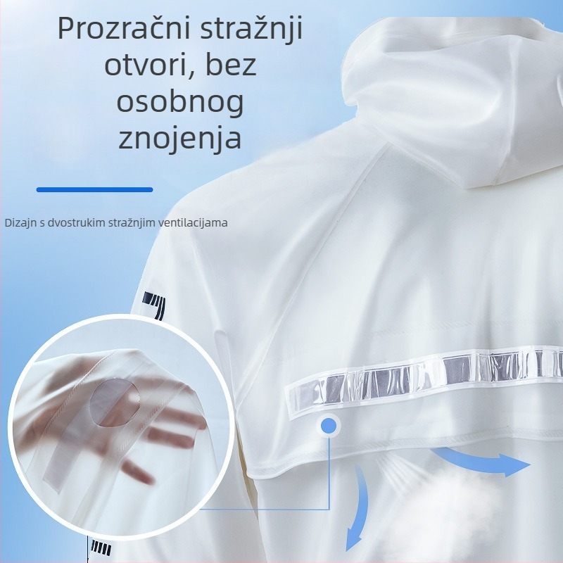 Haixiang podijeljeni kišni pončo za odrasle, PVC tkanina, prozirno s reflektirajućim trakama, prilagođeni logo