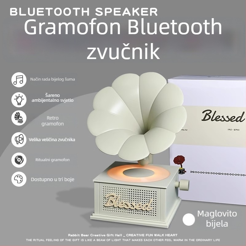 CYKE kreativni Bluetooth zvučnik s dizajnom retro gramofona, dekorativni darovni komad s ambijentalnim osvjetljenjem
