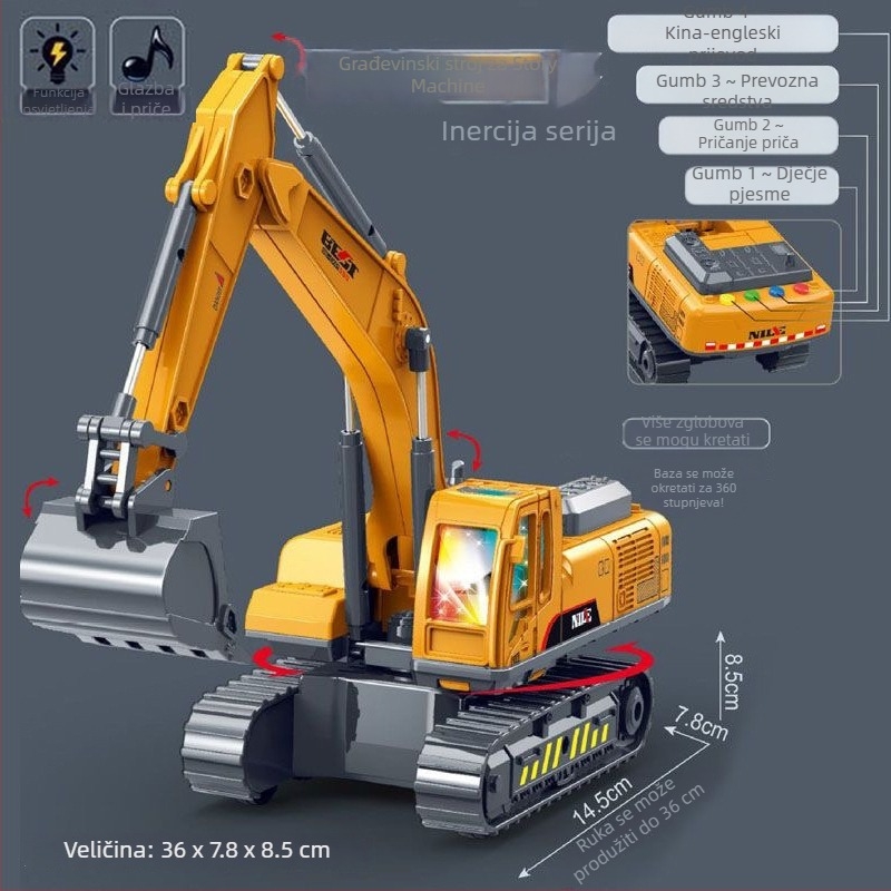 Story Machine edukacijski inženjerski automobil-igračka sa svjetlima i glazbom, baterijsko napajanje, plastična konstrukcija