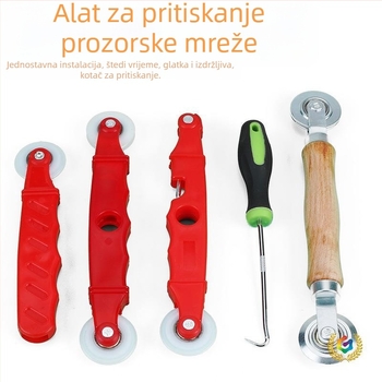 Alat za zamjenu mreže prozora, aluminijska legura, traka za presovanje, alat s kukom, ljepliva traka za mrežu, mreža s dijamantnim uzorom