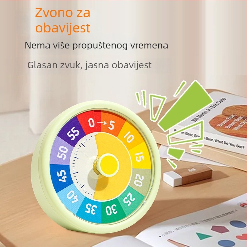 Dječji sat za razred s vizualnim odbrojavanjem — okrugli plastični sat s analognim i digitalnim prikazom