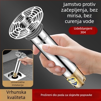 Nehrđajući čelični produžni cijev za podni odvod s produženim unutarnjim jezgrom, filtr protiv mirisa i zaštita od insekata