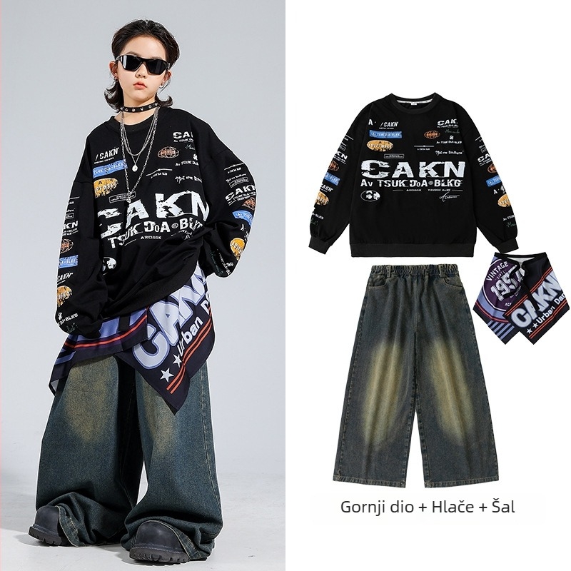 Dječji hip-hop set za ples – moderno i trendi scenijski outfit, 100% poliester, za djecu od 8 godina, proljeće–jesen 2025