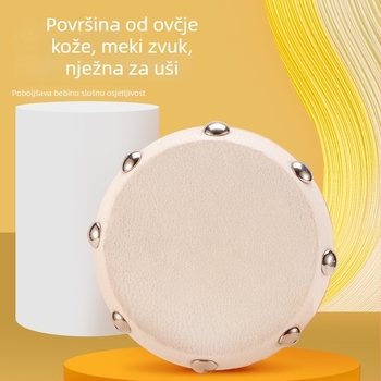 Dječja zvečka, materijal igračke ovčja koža, 7 cm glava bubnja