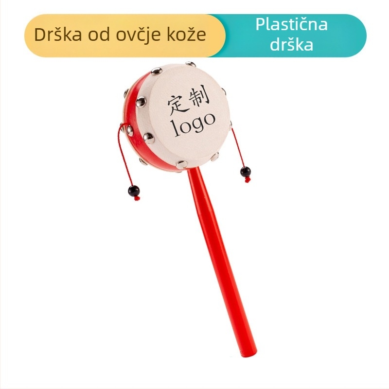 Dječja zvečka, materijal igračke ovčja koža, 7 cm glava bubnja